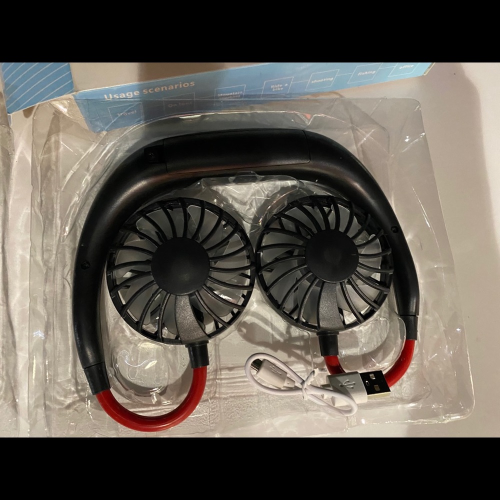 Brand new chargeable fan that you can wear.